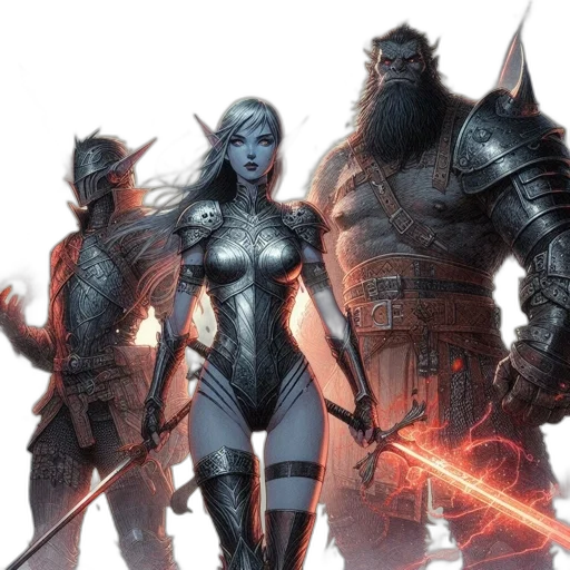 concept art, comic book art, fantasy art, dramatic transparent PNG cut-out