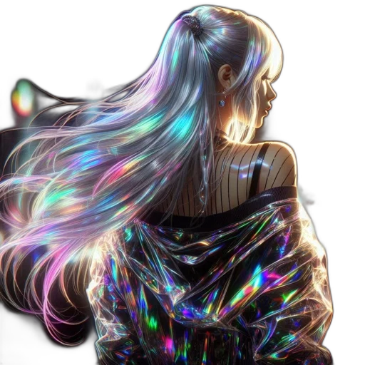 hair, dress, cyberpunk, fantasy art transparent PNG cut-out