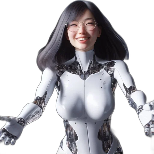 robot, 3d render, concept art, cyberpunk transparent PNG cut-out