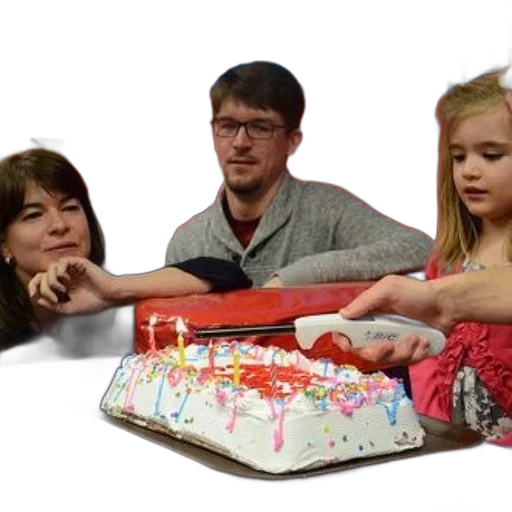 family, celebrates, birthday, colorful transparent PNG cut-out