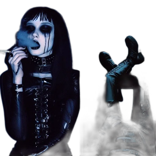 concept art, dark, monochrome, left transparent PNG cut-out