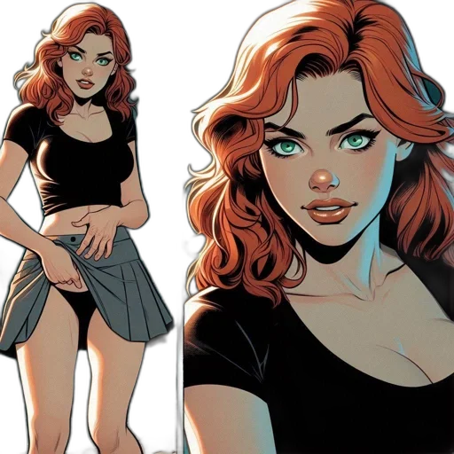 comic book art, concept art, cartoon, female transparent PNG cut-out