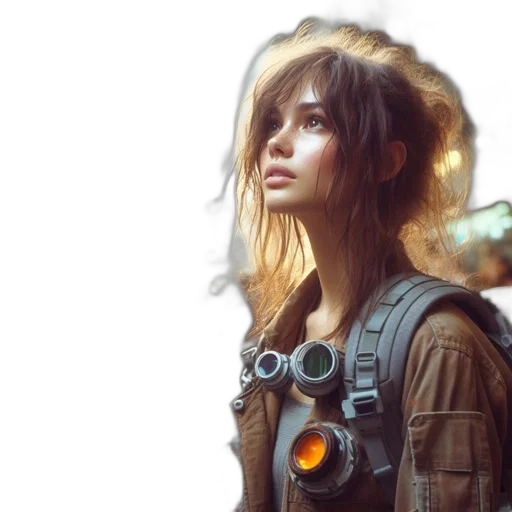 jacket, face, robot, hair transparent PNG cut-out