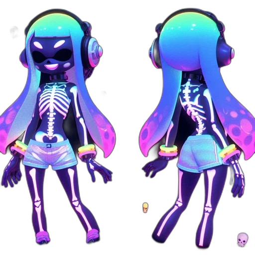 dress, creature, concept art, vaporwave transparent PNG cut-out