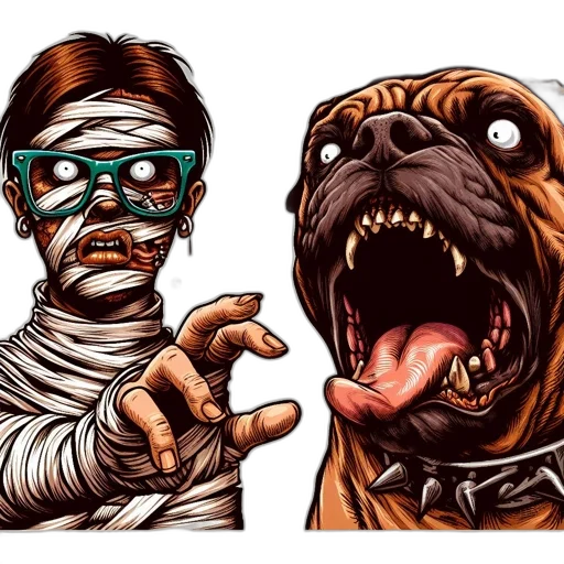 comic book art, concept art, cartoon, two transparent PNG cut-out