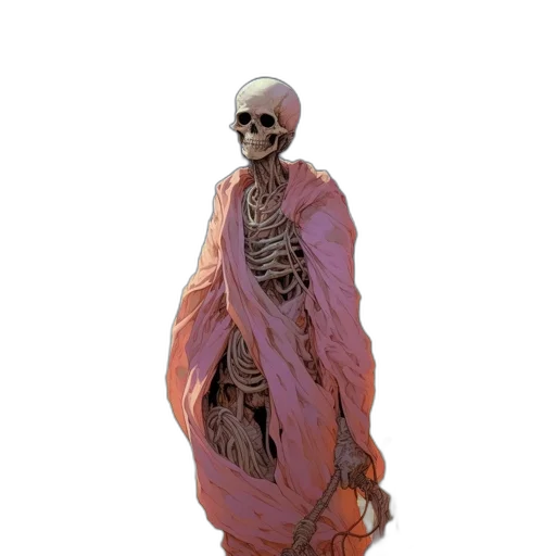 dress, jacket, creature, staff transparent PNG cut-out