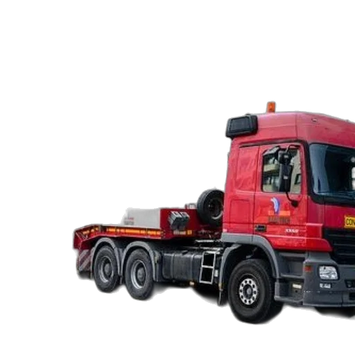 3d render, red, semi-truck, flatbed transparent PNG cut-out