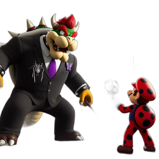 concept art, 3d render, bowser, mario transparent PNG cut-out