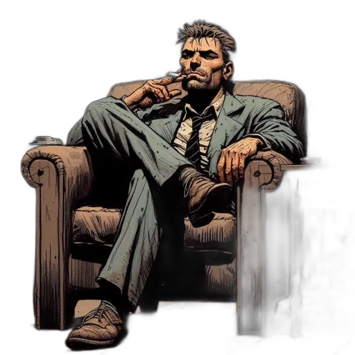 jacket, furniture, face, comic book art transparent PNG cut-out