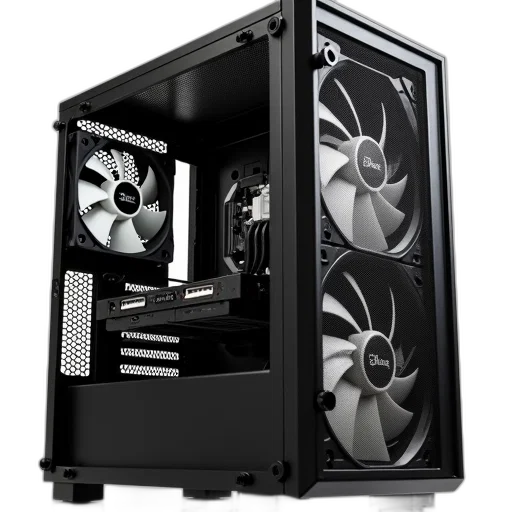3d render, computer, case, side transparent PNG cut-out