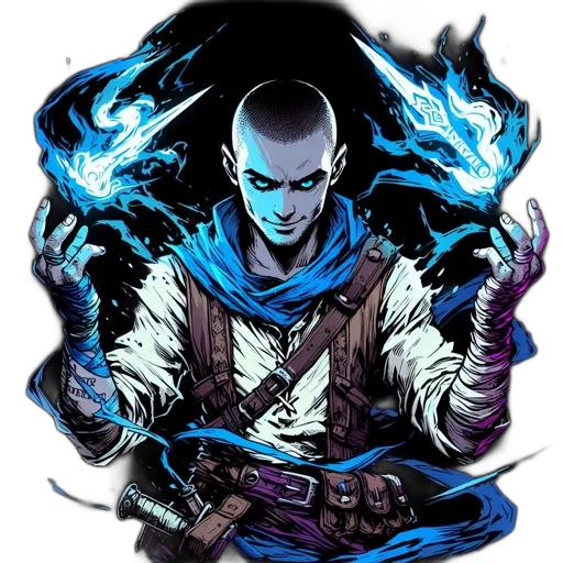 staff, jacket, sword, comic book art transparent PNG cut-out