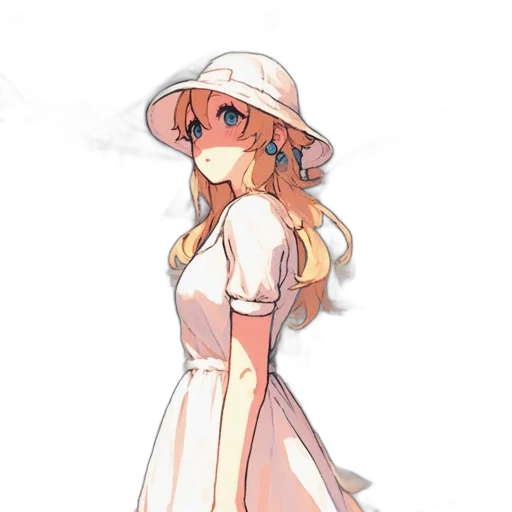 dress, hat, staff, anime transparent PNG cut-out