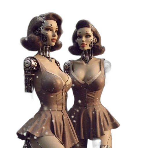 robot, dress, concept art, 3d render transparent PNG cut-out