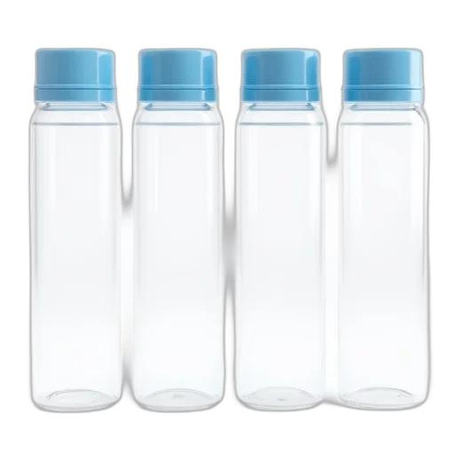 bottle, set, four, clear transparent PNG cut-out