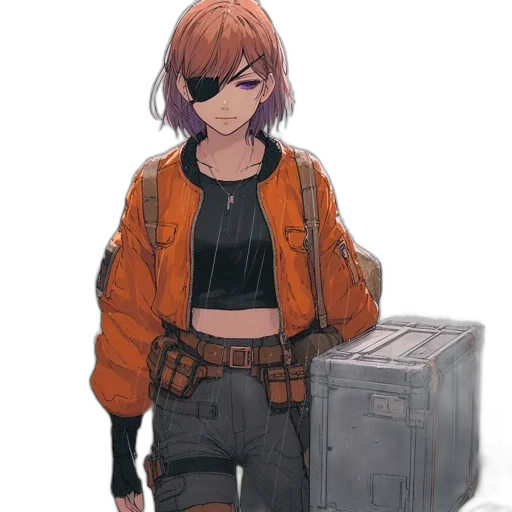 jacket, weapon, robot, staff transparent PNG cut-out