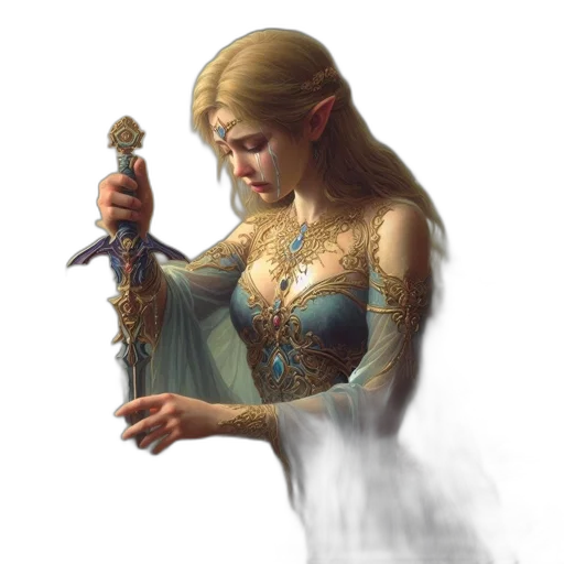sword, staff, dress, jewelry transparent PNG cut-out