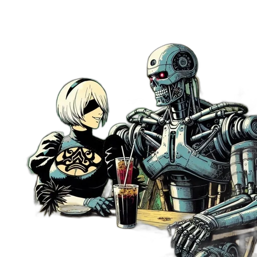 robot, comic book art, concept art, cyberpunk transparent PNG cut-out