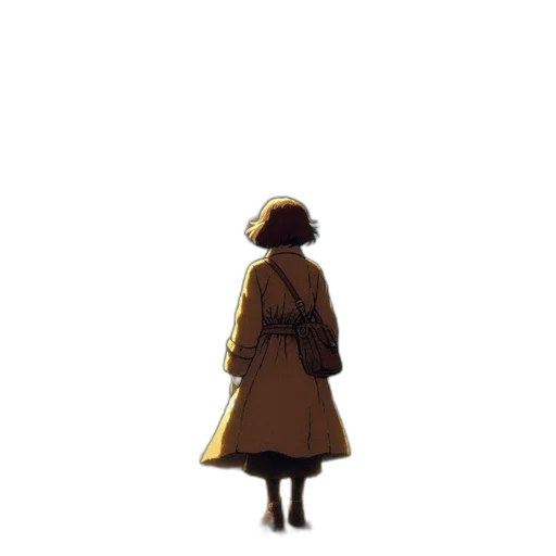 jacket, dress, hat, staff transparent PNG cut-out