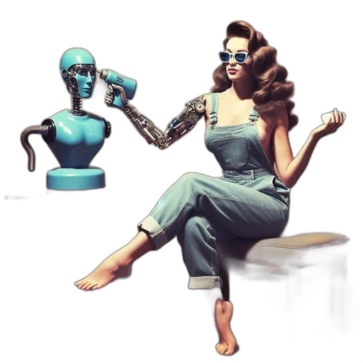 robot, dress, concept art, cyberpunk transparent PNG cut-out