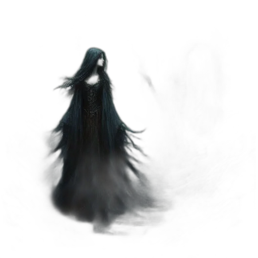 dress, creature, hair, mask transparent PNG cut-out