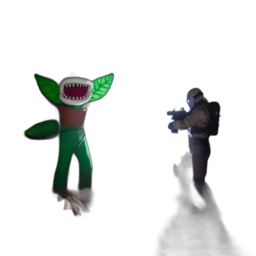 creature, robot, mask, staff transparent PNG cut-out