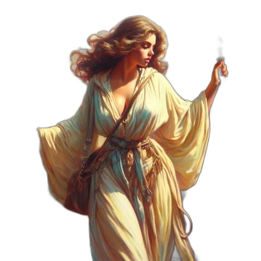 dress, staff, fantasy art, concept art transparent PNG cut-out