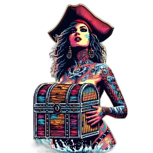 jacket, dress, hat, pixel art transparent PNG cut-out