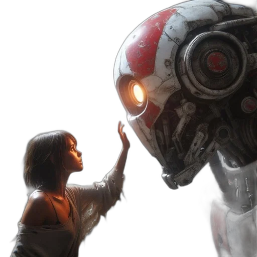 robot, concept art, cyberpunk, comic book art transparent PNG cut-out