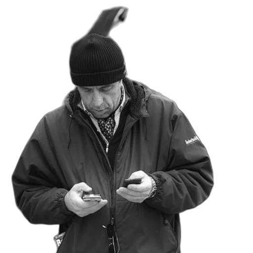 staff, jacket, hat, face transparent PNG cut-out