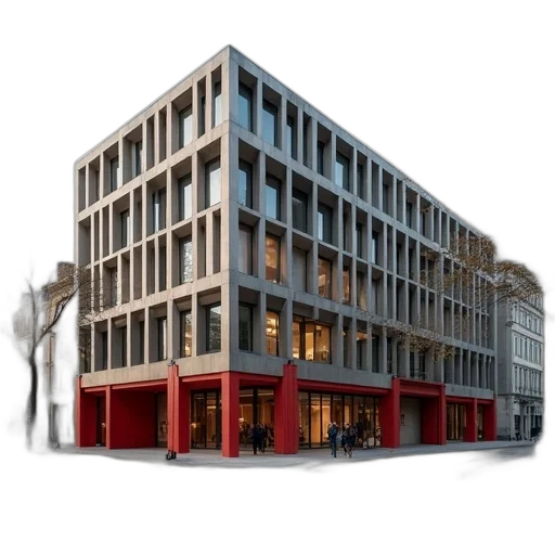 building, 3d render, concept art, city street transparent PNG cut-out