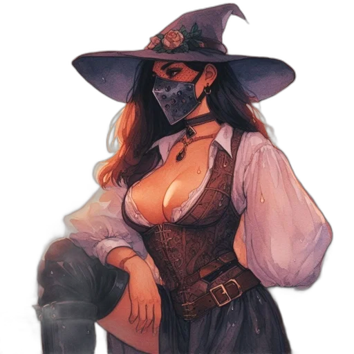mask, dress, hat, staff transparent PNG cut-out