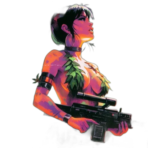 weapon, cyberpunk, comic book art, concept art transparent PNG cut-out