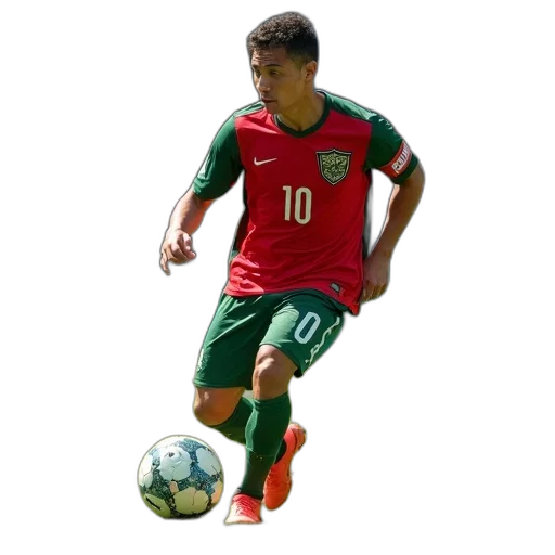 soccer, player, red, green transparent PNG cut-out