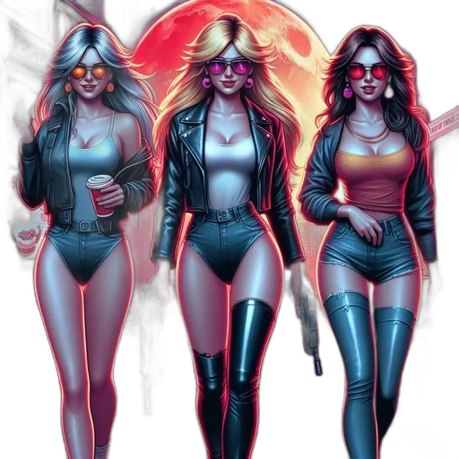 comic book art, concept art, cyberpunk, fantasy art transparent PNG cut-out