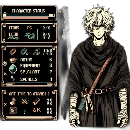 staff, concept art, fantasy art, pixel art transparent PNG cut-out