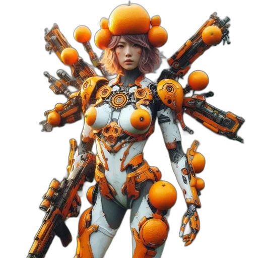 robot, weapon, concept art, cyberpunk transparent PNG cut-out