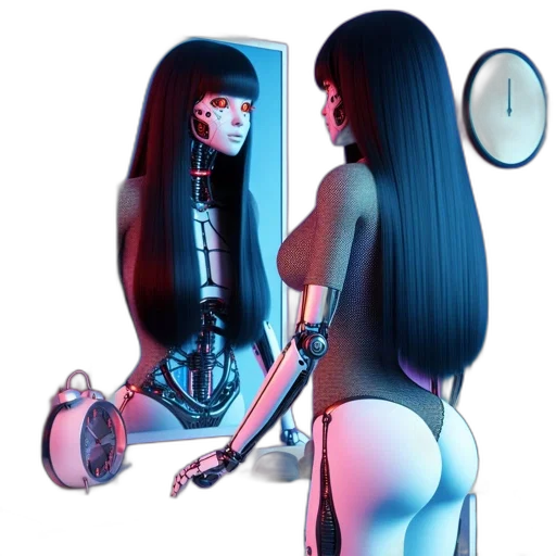 robot, hair, mask, dress transparent PNG cut-out