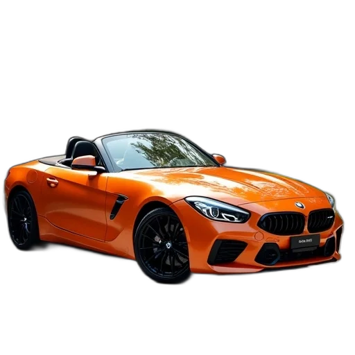 car, 3d render, photorealistic, orange transparent PNG cut-out