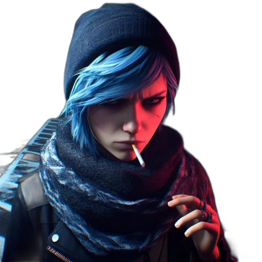 jacket, face, staff, weapon transparent PNG cut-out