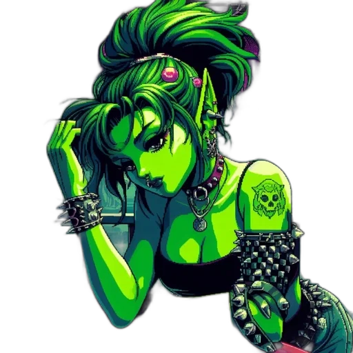 cyberpunk, comic book art, concept art, pixel art transparent PNG cut-out