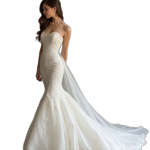 dress, mermaid, wedding, gown transparent PNG cut-out