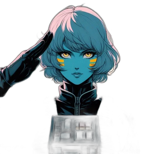 robot, jacket, face, weapon transparent PNG cut-out