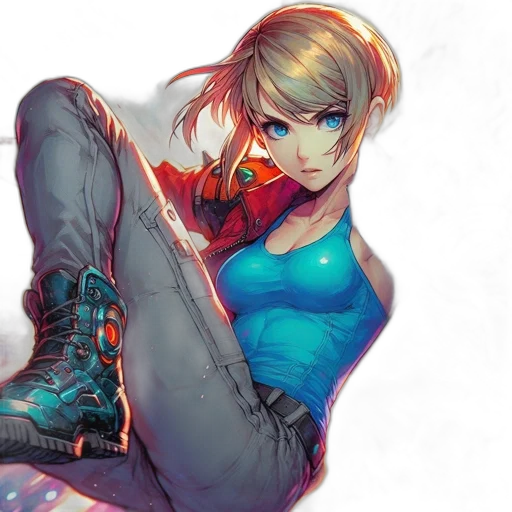 jacket, shoes, cyberpunk, comic book art transparent PNG cut-out
