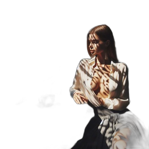 dress, face, jewelry, photorealistic transparent PNG cut-out
