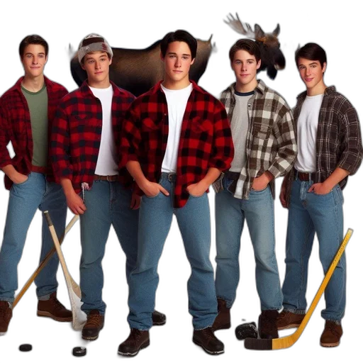 five, young, men, wear transparent PNG cut-out