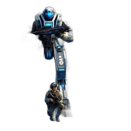robot, weapon, staff, jacket transparent PNG cut-out