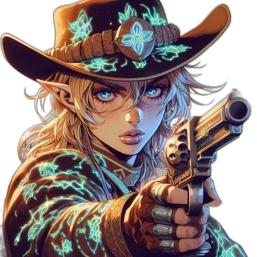 weapon, hat, comic book art, anime transparent PNG cut-out