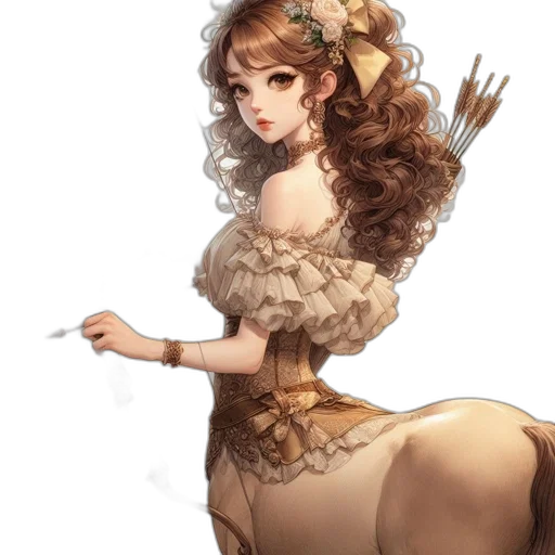 dress, staff, crown, hair transparent PNG cut-out