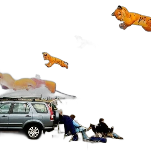 car, animal, concept art, forest transparent PNG cut-out