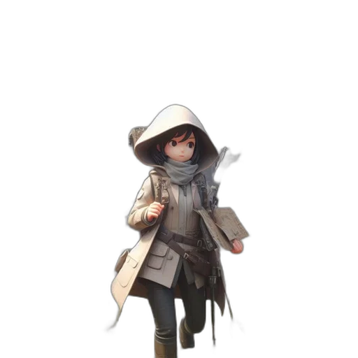 staff, jacket, hat, weapon transparent PNG cut-out